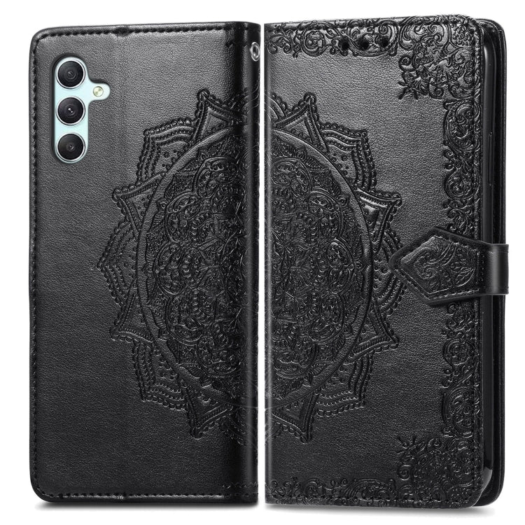 For Samsung Galaxy A34 5G Mandala Flower Embossed Leather Phone Case(Black)
