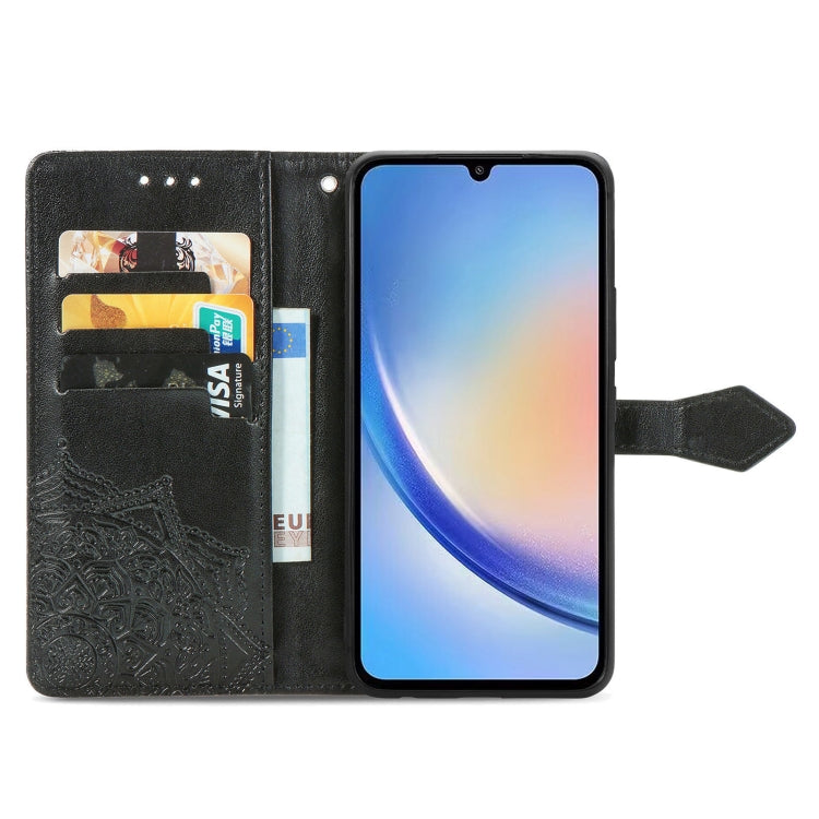 For Samsung Galaxy A34 5G Mandala Flower Embossed Leather Phone Case(Black)