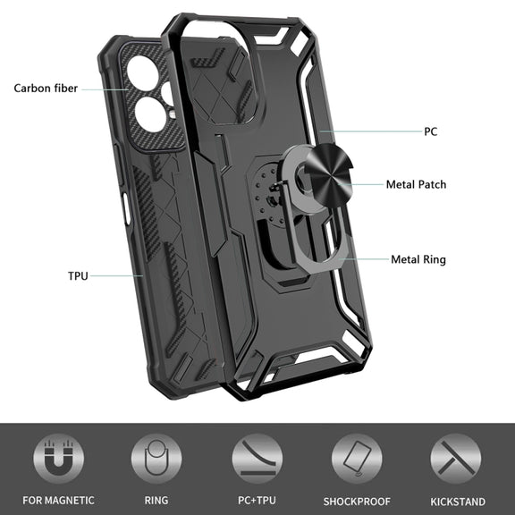 For Redmi Note 12 Pro 5G Global / Poco X5 Pro Warship Armor 2 in 1 Shockproof Phone Case(Black)