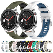 For Amazfit GTR 4 22mm Cross Texture Two Color Silicone Steel Buckle Watch Band(White+Blue)