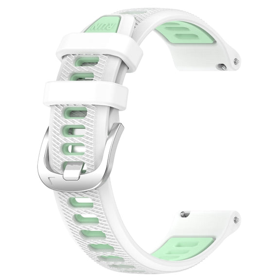 For Amazfit GTR 2e 22mm Cross Texture Two Color Silicone Steel Buckle Watch Band(White+Teal)
