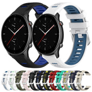 For Amazfit GTR 2e 22mm Cross Texture Two Color Silicone Steel Buckle Watch Band(Black+Grey)