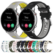 For Amazfit GTR 2 22mm Cross Texture Two Color Silicone Steel Buckle Watch Band(Black+Grey)