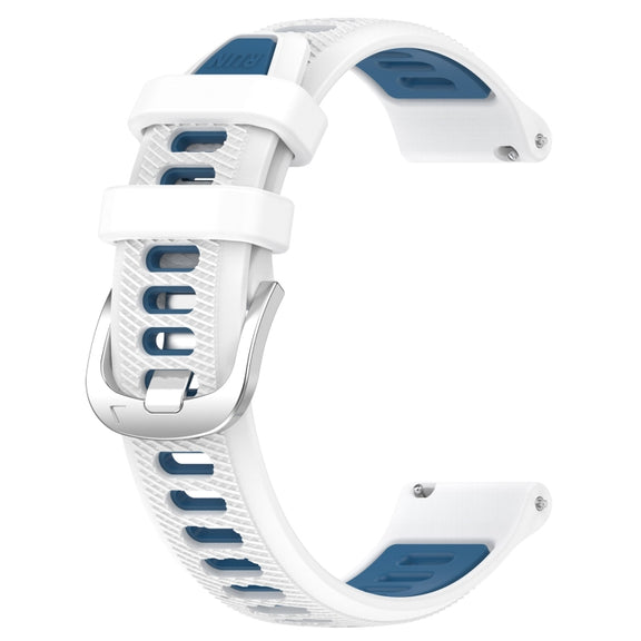 For Amazfit 3 22mm Cross Texture Two Color Silicone Steel Buckle Watch Band(White+Blue)