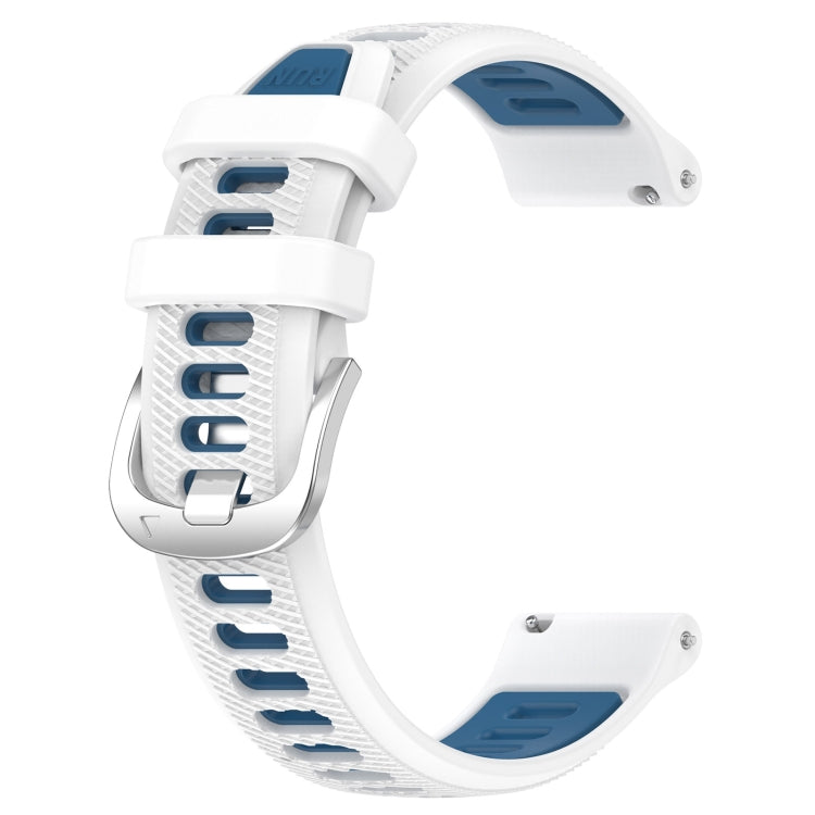 For Amazfit 3 22mm Cross Texture Two Color Silicone Steel Buckle Watch Band(White+Blue)