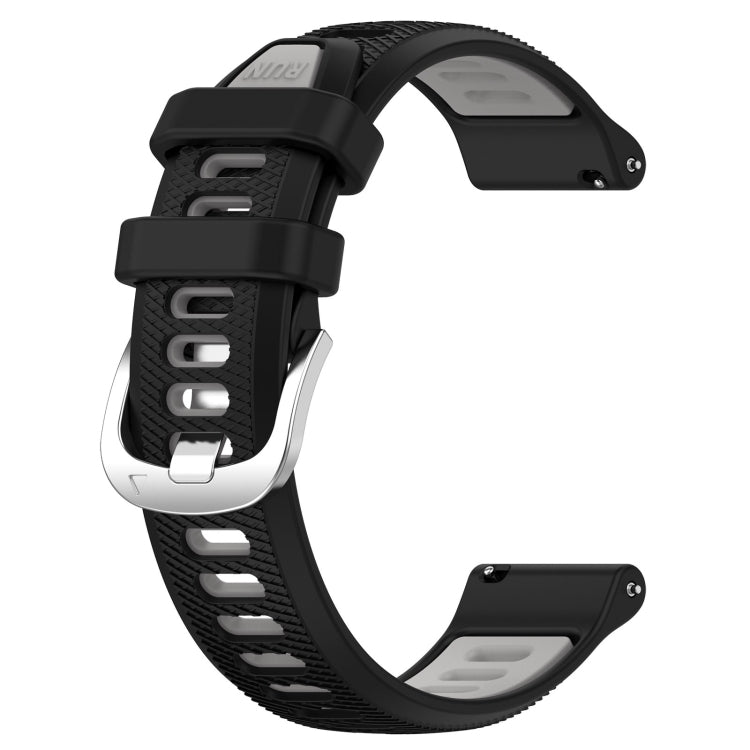 For Amazfit 3 22mm Cross Texture Two Color Silicone Steel Buckle Watch Band(Black+Grey)