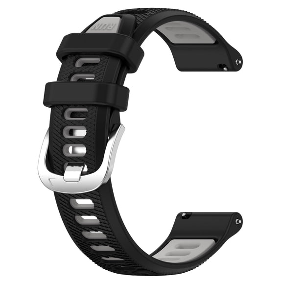 For Amazfit 3 22mm Cross Texture Two Color Silicone Steel Buckle Watch Band(Black+Grey)