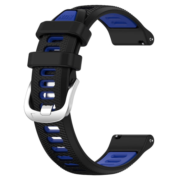 For Amazfit 3 22mm Cross Texture Two Color Silicone Steel Buckle Watch Band(Black+Blue)