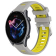 For Amazfit 3 22mm Cross Texture Two Color Silicone Steel Buckle Watch Band(Grey+Yellow) -  by PMC TechLife | Online Shopping South Africa | PMC TechLife