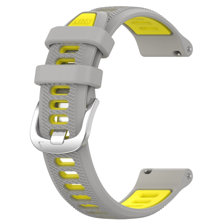 For Amazfit 3 22mm Cross Texture Two Color Silicone Steel Buckle Watch Band(Grey+Yellow)