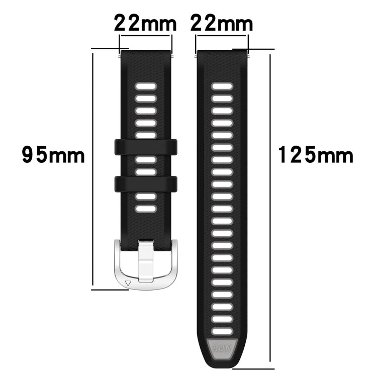 For Amazfit 3 22mm Cross Texture Two Color Silicone Steel Buckle Watch Band(Black+Grey)