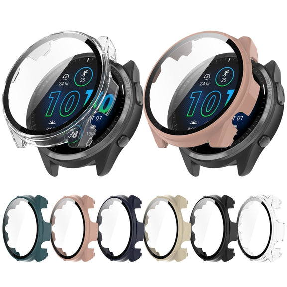 For Garmin Forerunner 965 PC + Toughened Film Integrated Watch Protective Case(Green)