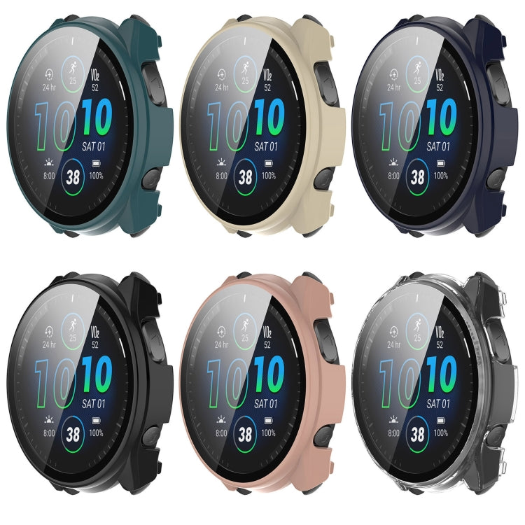 For Garmin Forerunner 965 PC + Toughened Film Integrated Watch Protective Case(Green)