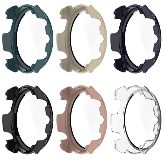 For Garmin Forerunner 965 PC + Toughened Film Integrated Watch Protective Case(Green)