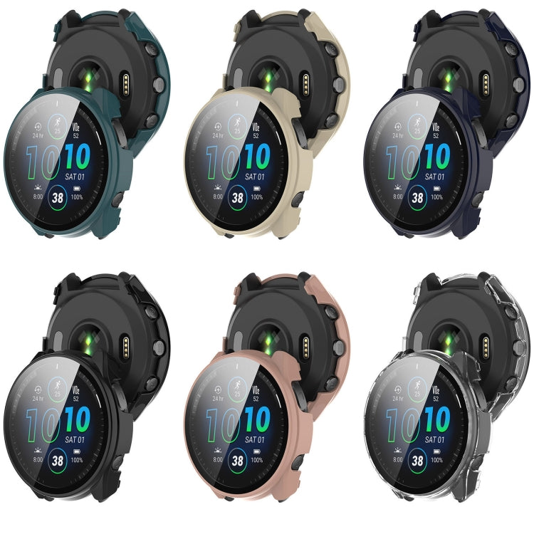 For Garmin Forerunner 965 PC + Toughened Film Integrated Watch Protective Case(Green)