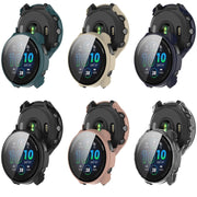 For Garmin Forerunner 965 PC + Toughened Film Integrated Watch Protective Case(Green)