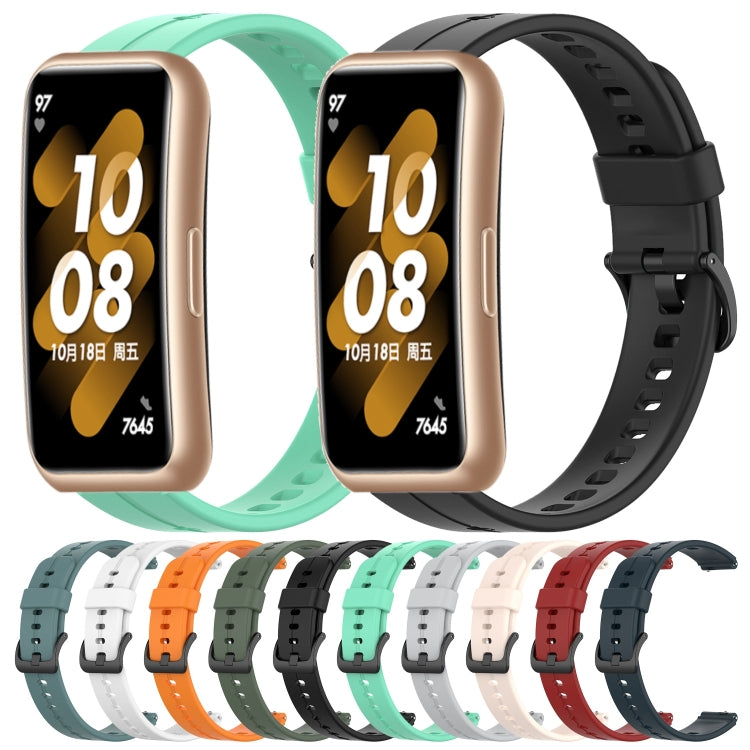 For Huawei Band 7 Solid Color Silicone Watch Band(Rock Cyan)