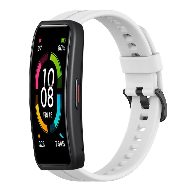 For Huawei Band 6 Solid Color Silicone Watch Band(White)