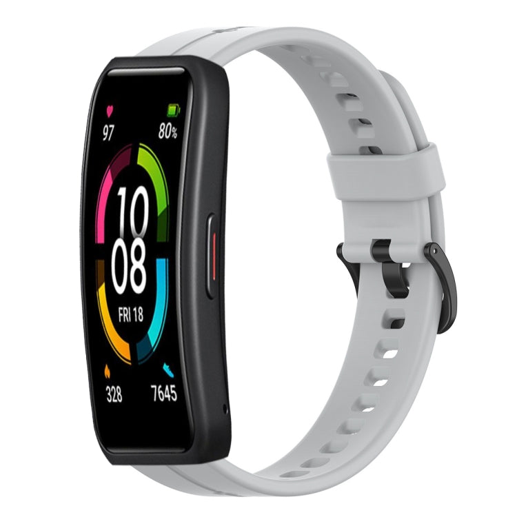 For Huawei Band 6 Solid Color Silicone Watch Band(Grey)