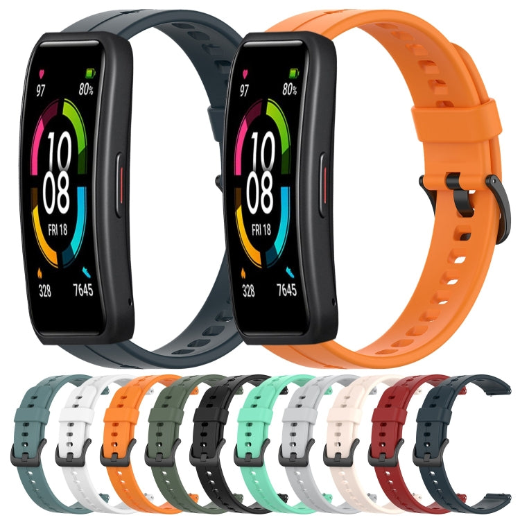 For Huawei Band 6 Solid Color Silicone Watch Band(Black)