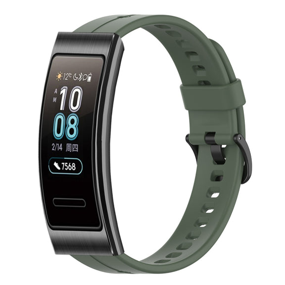 For Huawei Band 3 Solid Color Silicone Watch Band(Green)