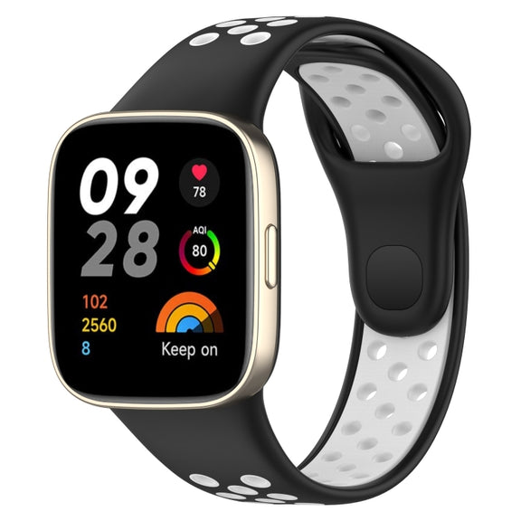 For Redmi Watch 3 Sports Two-Color Silicone Watch Band(Black+White)