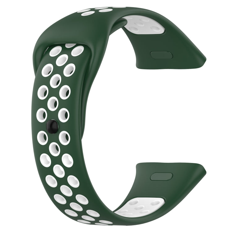 For Redmi Watch 3 Lite Sports Two-Color Silicone Watch Band(Dark Green+White)
