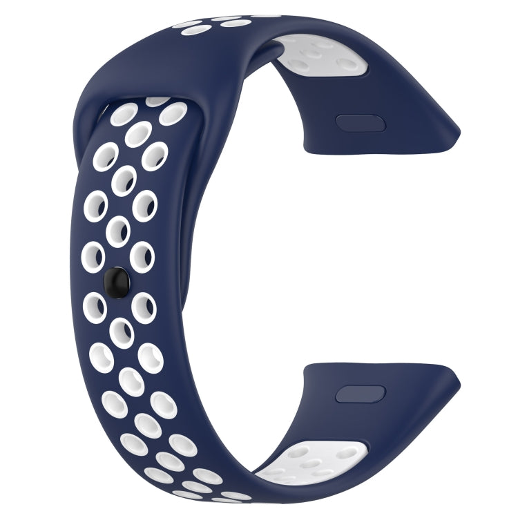 For Redmi Watch 3 Lite Sports Two-Color Silicone Watch Band(Dark Blue+White)