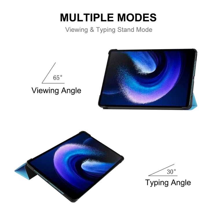 For Xiaomi Pad 6 / Pad 6 Pro ENKAY Tri-fold Custer Texture Leather Stand Smart Case(Dark Green)
