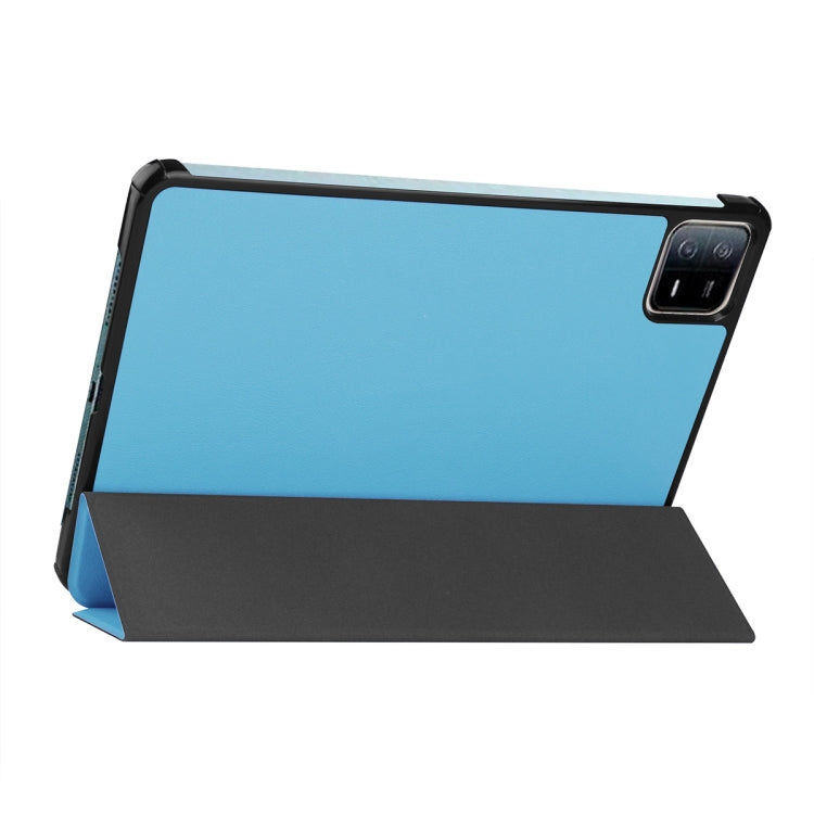 For Xiaomi Pad 6 / Pad 6 Pro ENKAY Tri-fold Custer Texture Leather Stand Smart Case(Dark Green)