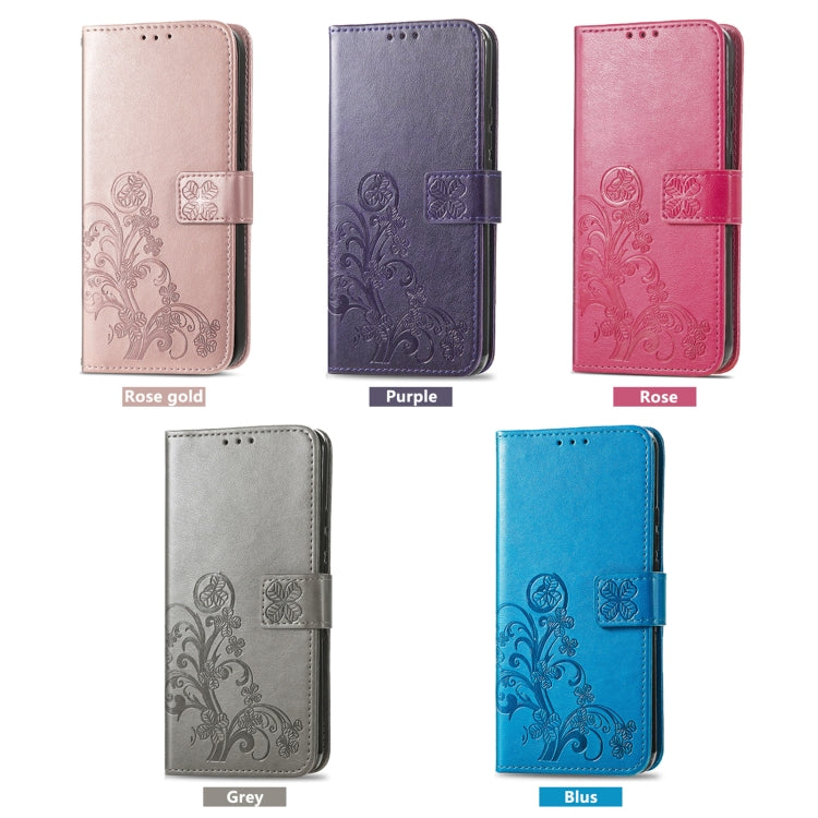 For Honor Magic5 Pro Four-leaf Clasp Embossed Buckle Leather Phone Case(Rose Gold)