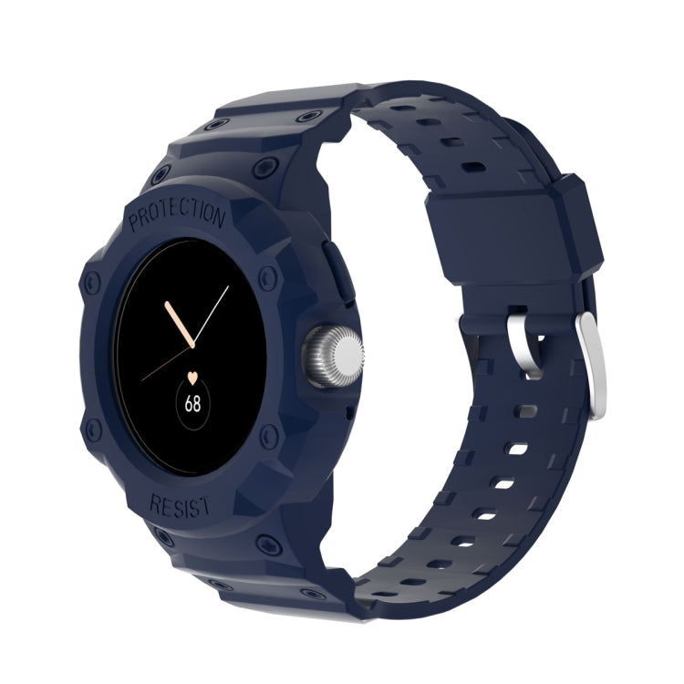 For Google Pixel Watch JUNSUNMAY Integrated TPU Adjustable Elastic Watch Band(Dark Blue)