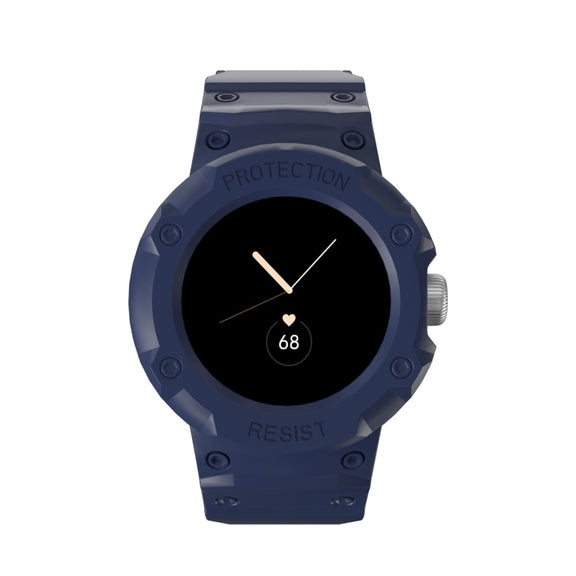 For Google Pixel Watch JUNSUNMAY Integrated TPU Adjustable Elastic Watch Band(Dark Blue)