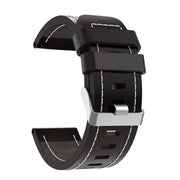 For Garmin Enduro 2 26mm Sewing Leather Steel Buckle Watch Band(Black)