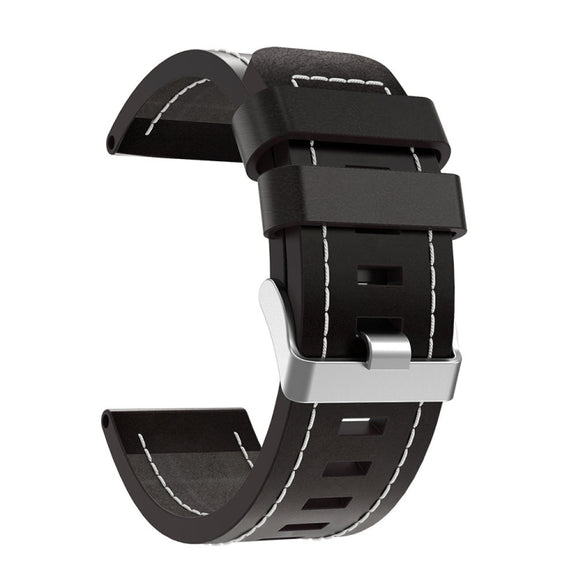For Garmin Enduro 2 26mm Sewing Leather Steel Buckle Watch Band(Black)