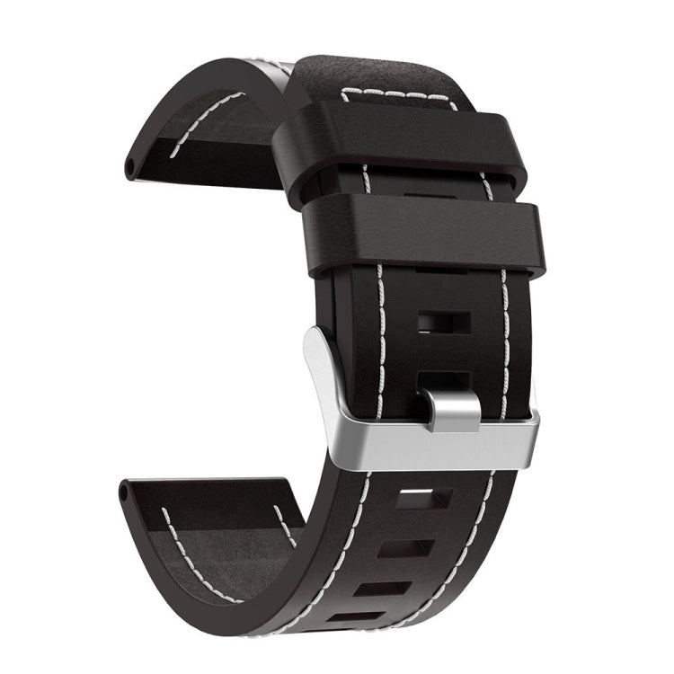 For Garmin Enduro 2 26mm Sewing Leather Steel Buckle Watch Band(Black)
