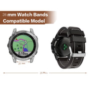 For Garmin Enduro 2 26mm Sewing Leather Steel Buckle Watch Band(Red Brown)