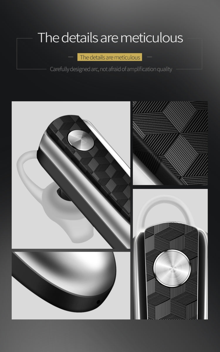 Fineblue HF68 Bluetooth Mini Earphone Business Wireless Earbud Stereo Music Hands-free Calling Earphone Large Battery Capacity Black