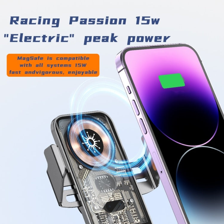 C11 Car 15W Automatically Open Transparent Type-C Wireless Charger Stand(Gray)
