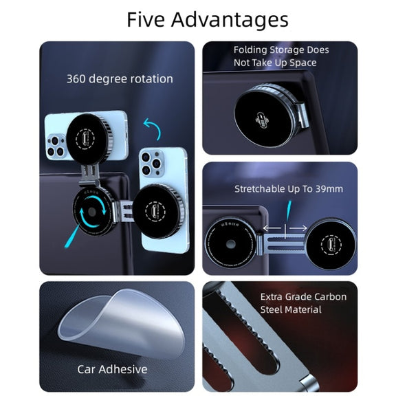 T1 For Tesla Magnetic  Scalable Foldable 360 Degree Rotary Car Mobile Phone Holder