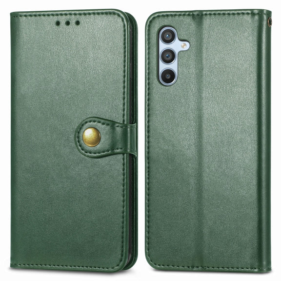 For Samsung Galaxy A54 5G Retro Solid Color Buckle Leather Phone Case(Green)
