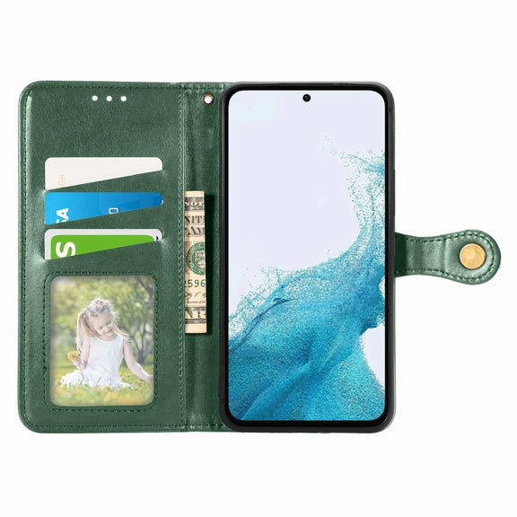 For Samsung Galaxy A54 5G Retro Solid Color Buckle Leather Phone Case(Green)
