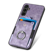 For Samsung Galaxy A14 5G Retro Skin-feel Ring Card Wallet Phone Case(Purple)