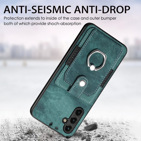For Samsung Galaxy A14 5G Retro Skin-feel Ring Card Wallet Phone Case(Purple)