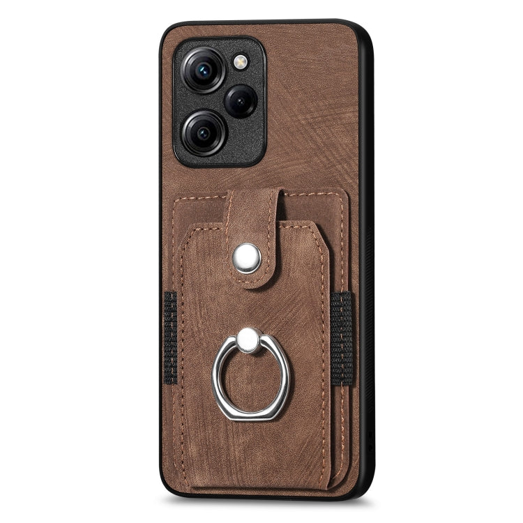 For Xiaomi Poco X5 Pro Retro Skin-feel Ring Card Wallet Phone Case(Brown)