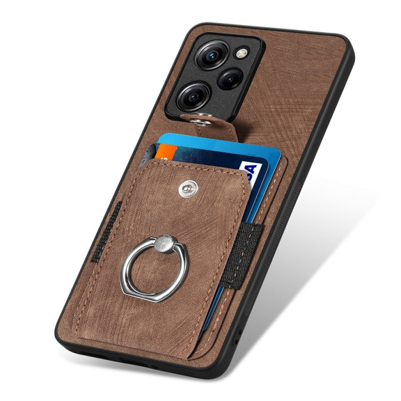 For Xiaomi Poco X5 Pro Retro Skin-feel Ring Card Wallet Phone Case(Brown)