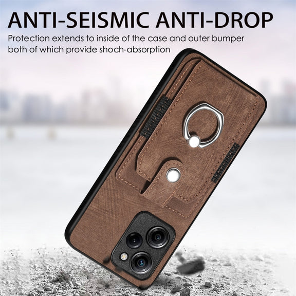 For Xiaomi Poco X5 Pro Retro Skin-feel Ring Card Wallet Phone Case(Brown)