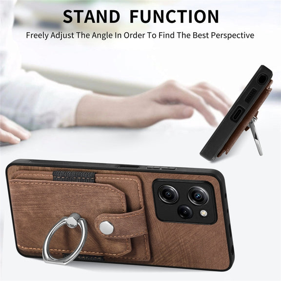 For Xiaomi Poco X5 Pro Retro Skin-feel Ring Card Wallet Phone Case(Brown)