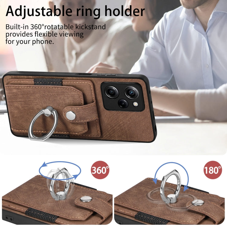 For Xiaomi Poco X5 Pro Retro Skin-feel Ring Card Wallet Phone Case(Brown)