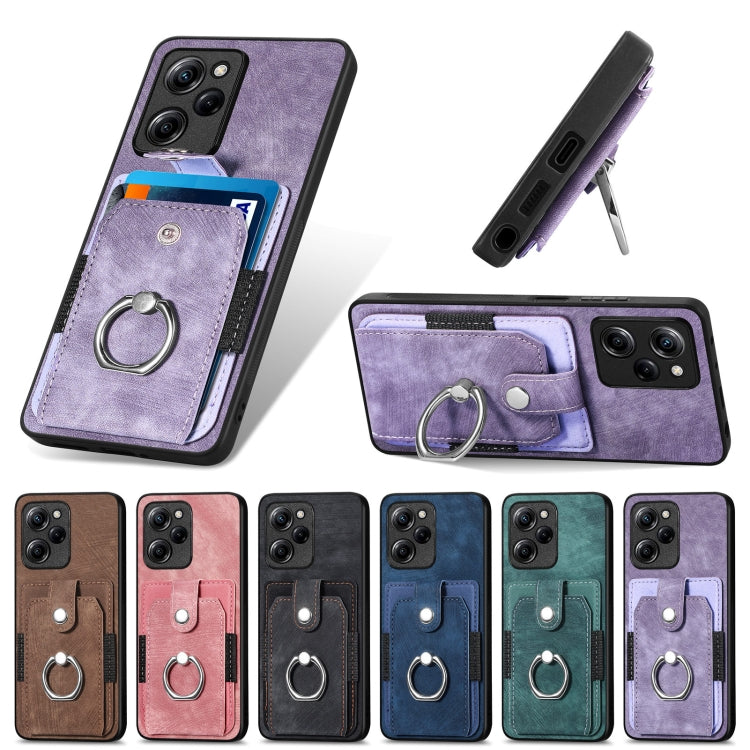 For Xiaomi Poco X5 Pro Retro Skin-feel Ring Card Wallet Phone Case(Brown)